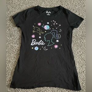 Barbie Black Colorful Constellation Galaxy Short Sleeve T-Shirt M Junior’s